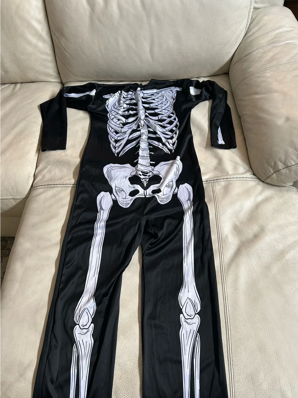 Kids Halloween Black Skeleton Jumpsuit Costume - Size L 10/12
